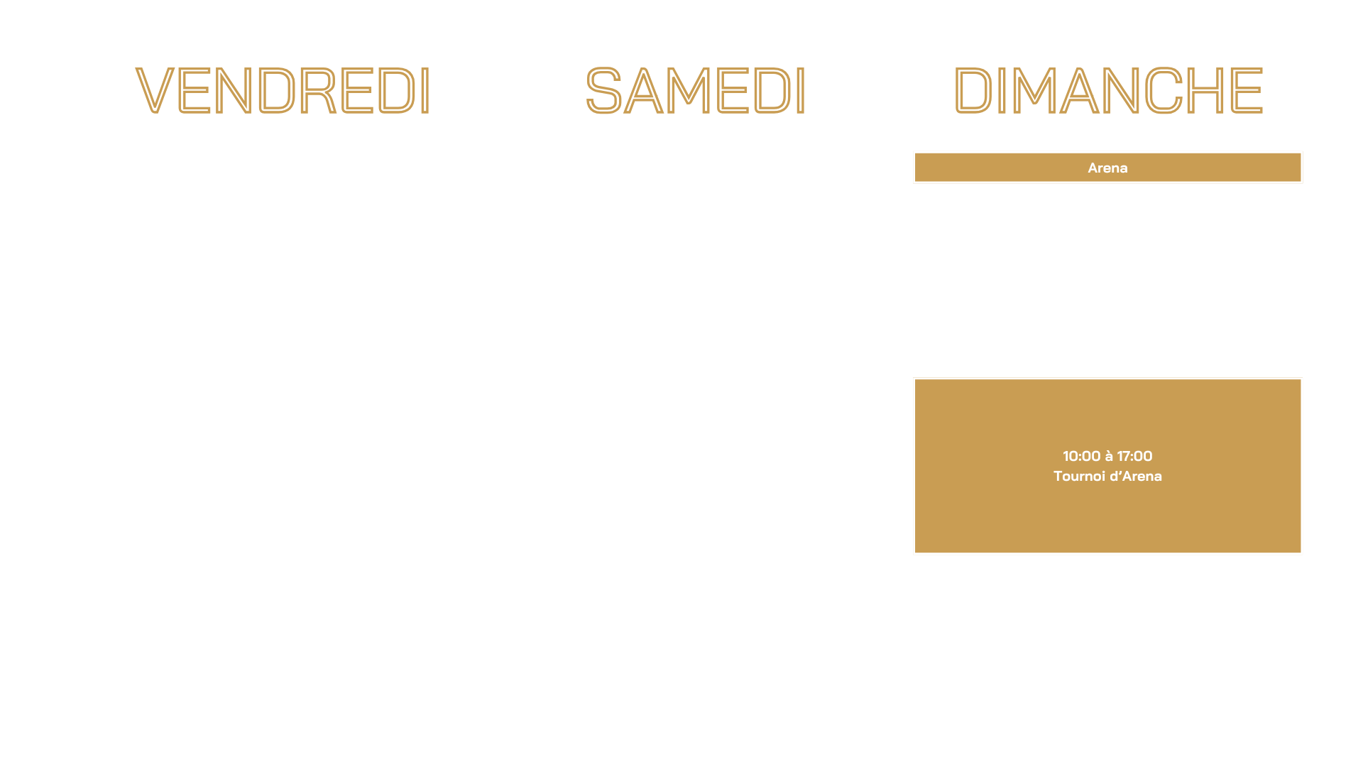 Planning du tournoi Arena